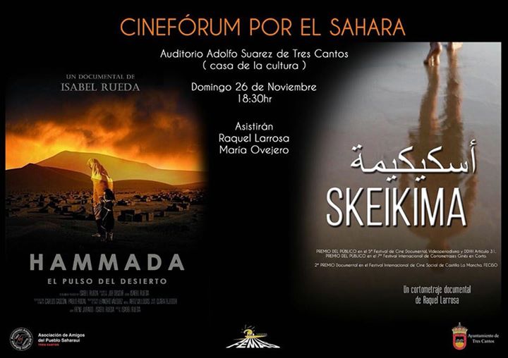 Recordatorio: cineforum por el sahara hoy en Tres Cantos
