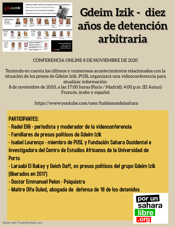 Conferencia: «Gdeim Izik: diez años de detención arbitraria» | POR UN SAHARA LIBRE .org